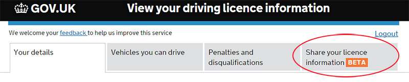licence section to generate a code for hire car companies