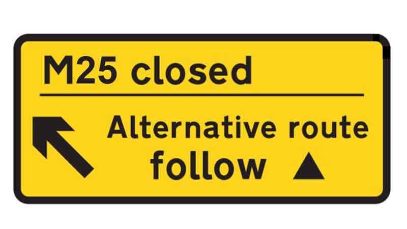 When the motorway is closed you'll see a sign telling you which symbol to follow - but what about when you're just junction-hopping to beat jams?