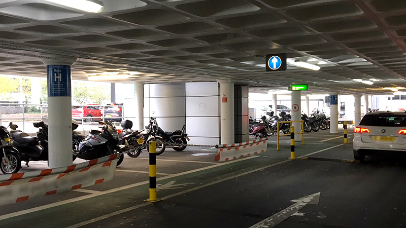 Free motorbike parking in the short stay car parks at Gatwick Airport's North Terminal