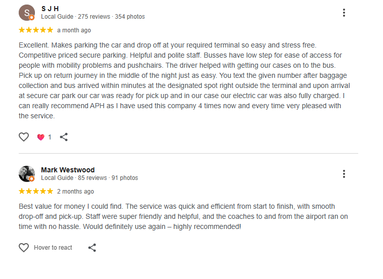Customer reviews of APH Manchester on Google